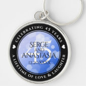 Elegant 45th Sapphire Wedding Jubileum Sleutelhanger (Voorkant)