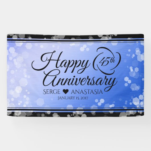 Elegant 45th Sapphire Wedding Jubileum Spandoek (Horizontaal)