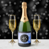 Elegant 45th Sapphire Wedding Jubileum Sparkling Wijnetiket
