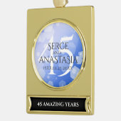 Elegant 45th Sapphire Wedding Jubileum Verguld Banner Ornament (Links)