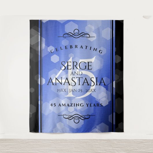 Elegant 45th Sapphire Wedding Jubileum Wandkleed (Voorkant)