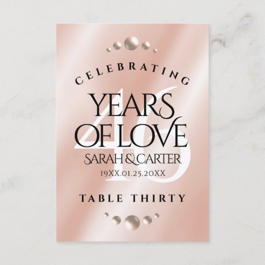 Elegant 46th Pearl Wedding Jubileum Bedankkaart (Achterkant)