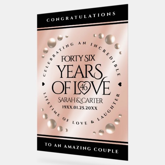 Elegant 46th Pearl Wedding Jubileum Celebration Acryl Bord (Hoek)