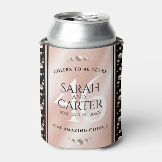 Elegant 46th Pearl Wedding Jubileum Celebration Blikjeskoeler (Blikje Voorkant)