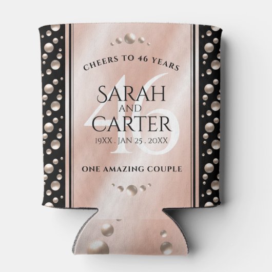 Elegant 46th Pearl Wedding Jubileum Celebration Blikjeskoeler (Achterkant)