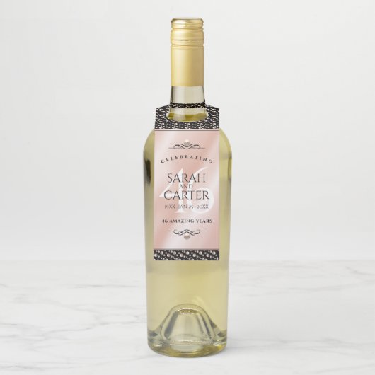 Elegant 46th Pearl Wedding Jubileum Celebration Flessenhanger (Op fles)