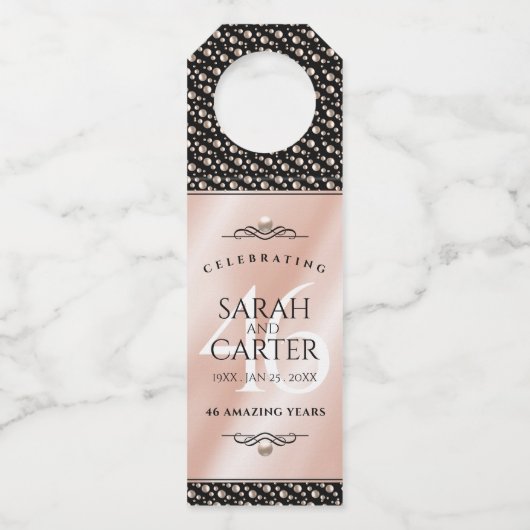 Elegant 46th Pearl Wedding Jubileum Celebration Flessenhanger (Voorkant)