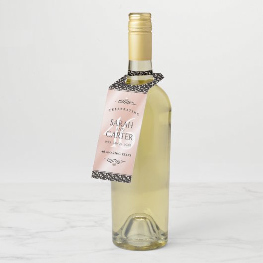 Elegant 46th Pearl Wedding Jubileum Celebration Flessenhanger (Schuin)