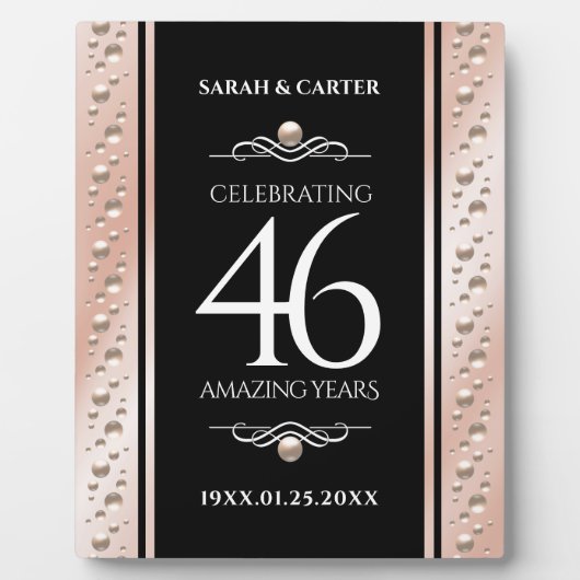 Elegant 46th Pearl Wedding Jubileum Celebration Fotoplaat (Voorkant)