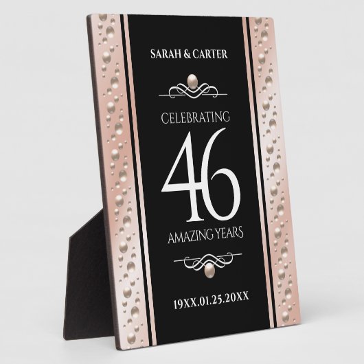Elegant 46th Pearl Wedding Jubileum Celebration Fotoplaat (Zijkant)
