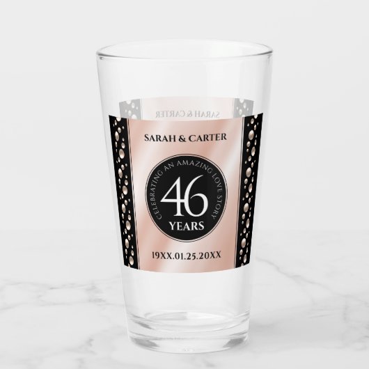 Elegant 46th Pearl Wedding Jubileum Celebration Glas (Achterkant)