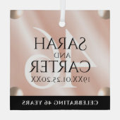 Elegant 46th Pearl Wedding Jubileum Celebration Glas Ornament (Achterkant)