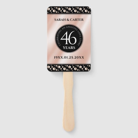 Elegant 46th Pearl Wedding Jubileum Celebration Handwaaier (Achterkant)