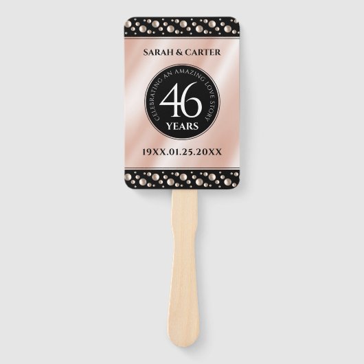 Elegant 46th Pearl Wedding Jubileum Celebration Handwaaier (Voorkant)