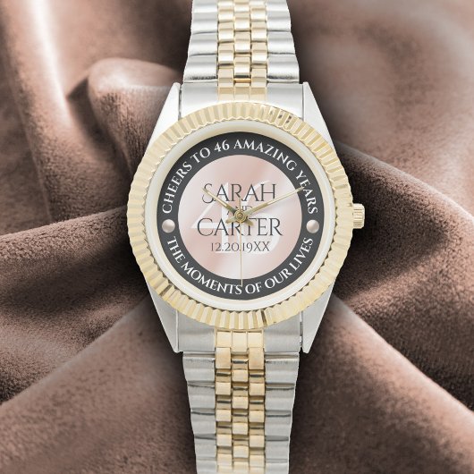 Elegant 46th Pearl Wedding Jubileum Celebration Horloge