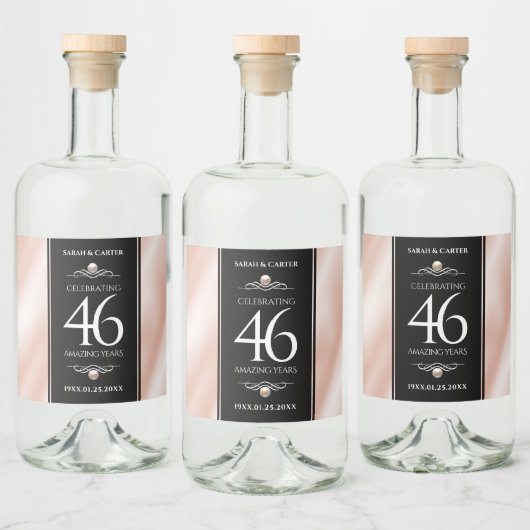 Elegant 46th Pearl Wedding Jubileum Celebration Likeurfles Etiket (Flessen)