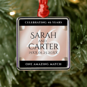 Elegant 46th Pearl Wedding Jubileum Celebration Metalen Ornament