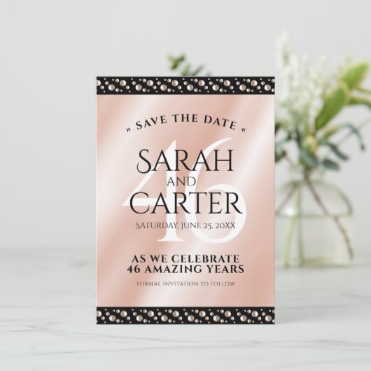 Elegant 46th Pearl Wedding Jubileum Celebration Save The Date (Staand voorkant)