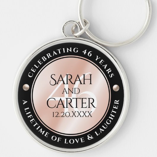 Elegant 46th Pearl Wedding Jubileum Celebration Sleutelhanger (Voorkant)