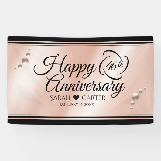 Elegant 46th Pearl Wedding Jubileum Celebration Spandoek (Horizontaal)