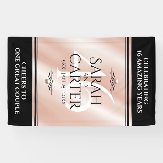 Elegant 46th Pearl Wedding Jubileum Celebration Spandoek (Horizontaal)