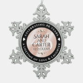 Elegant 46th Pearl Wedding Jubileum Celebration Tin Sneeuwvlok Ornament (Voorkant)