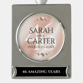 Elegant 46th Pearl Wedding Jubileum Celebration Verzilverd Banner Ornament