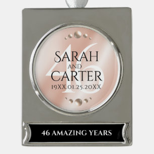 Elegant 46th Pearl Wedding Jubileum Celebration Verzilverd Banner Ornament