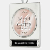 Elegant 46th Pearl Wedding Jubileum Celebration Verzilverd Banner Ornament (Links)