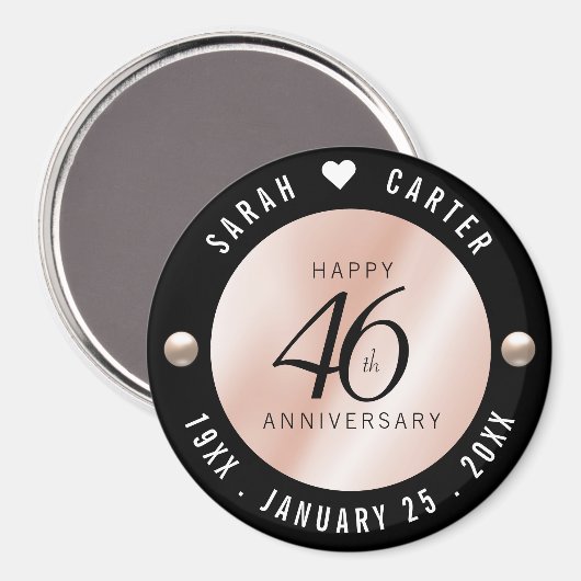 Elegant 46th Pearl Wedding Jubileum Magneet (Voorkant / Achterkant)