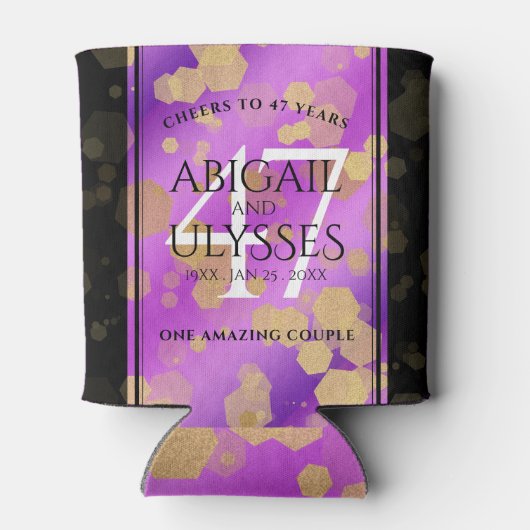 Elegant 47th Amethyst Wedding Jubileum Blikjeskoeler (Achterkant)