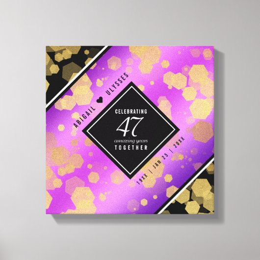 Elegant 47th Amethyst Wedding Jubileum Canvas Afdruk (Voorkant)