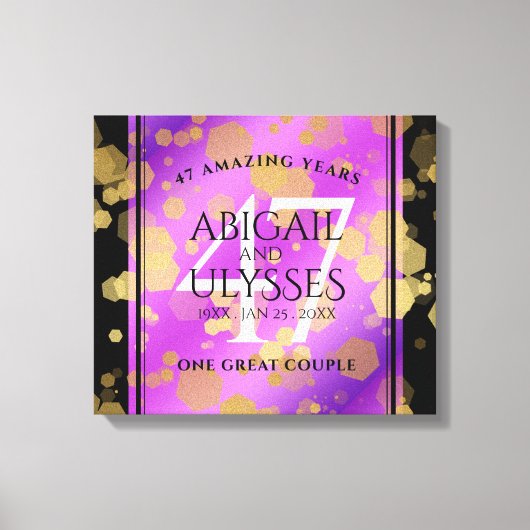 Elegant 47th Amethyst Wedding Jubileum Canvas Afdruk (Voorkant)