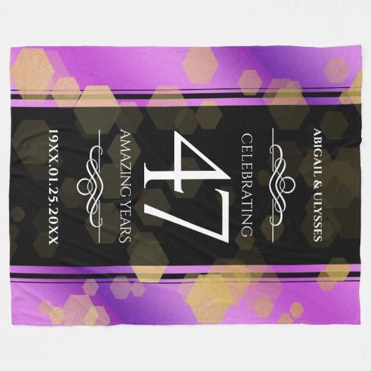 Elegant 47th Amethyst Wedding Jubileum Fleece Deken (Voorkant (Horizontaal))