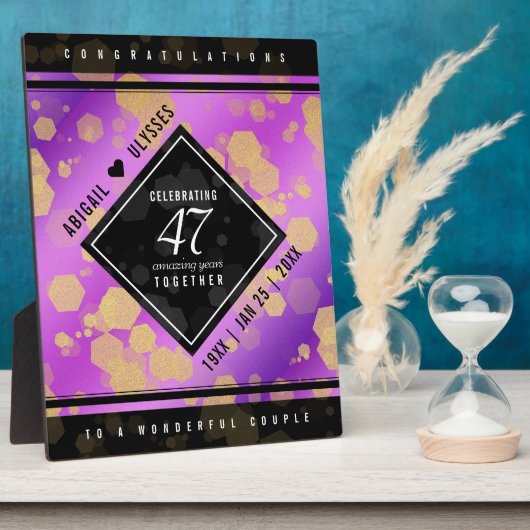 Elegant 47th Amethyst Wedding Jubileum Fotoplaat (Zijkant)