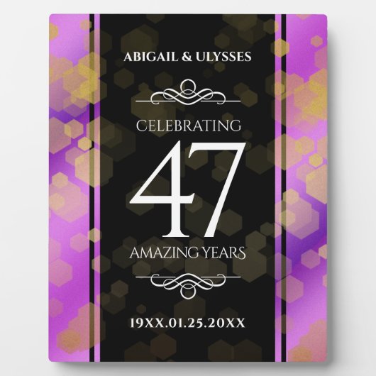 Elegant 47th Amethyst Wedding Jubileum Fotoplaat (Voorkant)