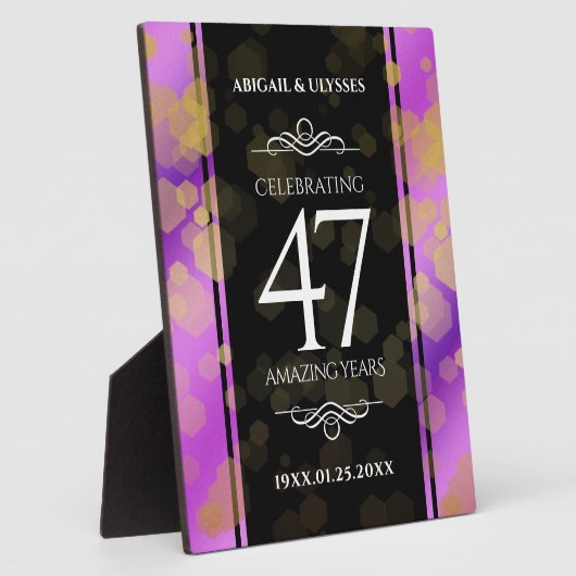 Elegant 47th Amethyst Wedding Jubileum Fotoplaat (Zijkant)