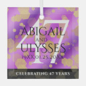 Elegant 47th Amethyst Wedding Jubileum Glas Ornament (Voorkant)