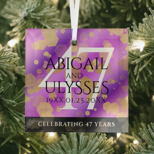 Elegant 47th Amethyst Wedding Jubileum Glas Ornament (Insitu)