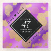 Elegant 47th Amethyst Wedding Jubileum Glazen Onderzetter (Voorkant)