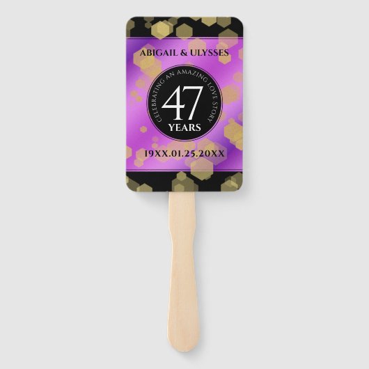 Elegant 47th Amethyst Wedding Jubileum Handwaaier (Achterkant)