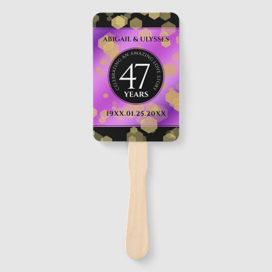 Elegant 47th Amethyst Wedding Jubileum Handwaaier (Voorkant)