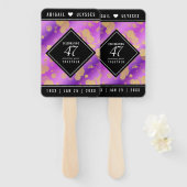 Elegant 47th Amethyst Wedding Jubileum Handwaaier (Voorkant en achterkant)