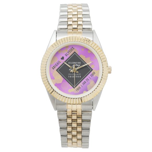 Elegant 47th Amethyst Wedding Jubileum Horloge (Voorkant)