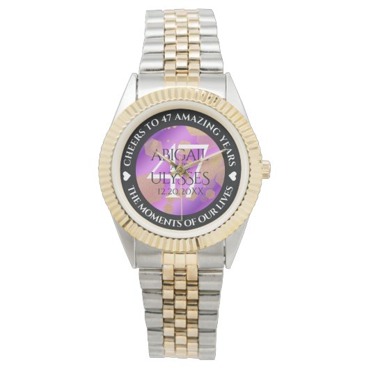 Elegant 47th Amethyst Wedding Jubileum Horloge (Voorkant)