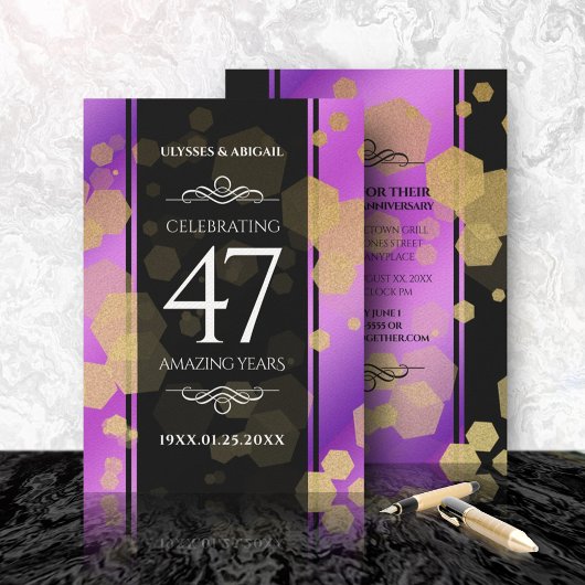 Elegant 47th Amethyst Wedding Jubileum Kaart