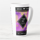 Elegant 47th Amethyst Wedding Jubileum Latte Mok (Rechterhoek)