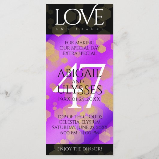 Elegant 47th Amethyst Wedding Jubileum Menu (Achterkant)