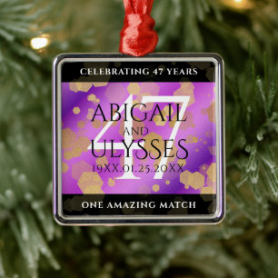 Elegant 47th Amethyst Wedding Jubileum Metalen Ornament