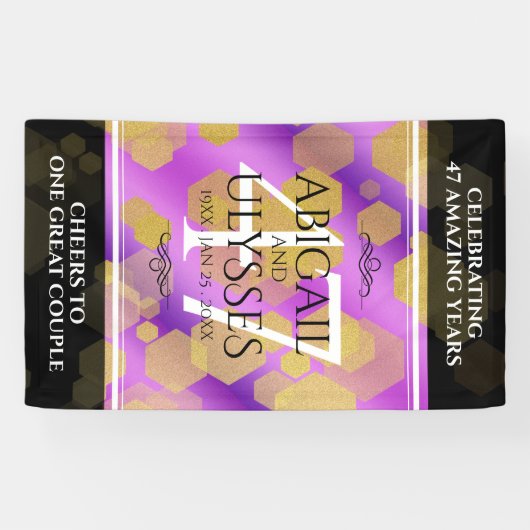 Elegant 47th Amethyst Wedding Jubileum Spandoek (Horizontaal)